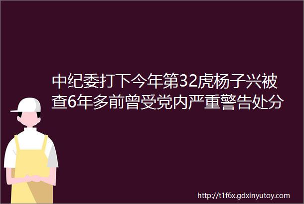 中纪委打下今年第32虎杨子兴被查6年多前曾受党内严重警告处分